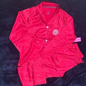Betsey Johnson Scarlet Satin two-piece pajama.